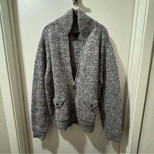Shawl Collar Donegal Full Zip Cardigan in Wool Alpaca Blend